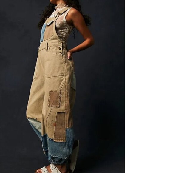 NWOT Free People Bittersweet Embroidered Overalls - Picture 3 of 5